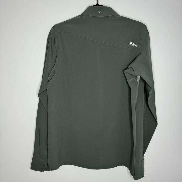 Stoic Shirt Mens Long Sleeve Performance Stretch Snap Hiking Small Charcoal Grey - Picture 6 of 9